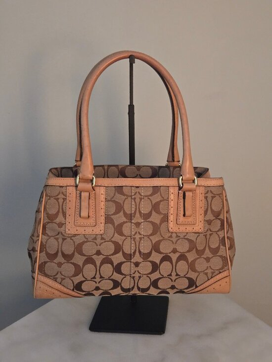 Coach Handbags - Coach Signature Canvas with Leather Trim